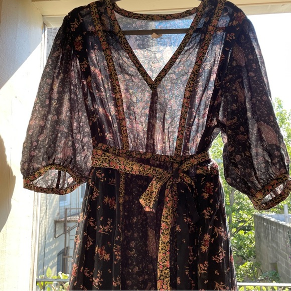 La Vie Rebecca Taylor Floral Print Maxi Dress Size L - Picture 2 of 11